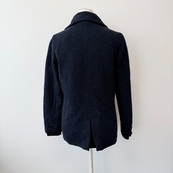 Zara Warm Wear TRF Pea Coat Women Dark Gray Black Wool Blend Lined Size Small - Picture 5 of 12